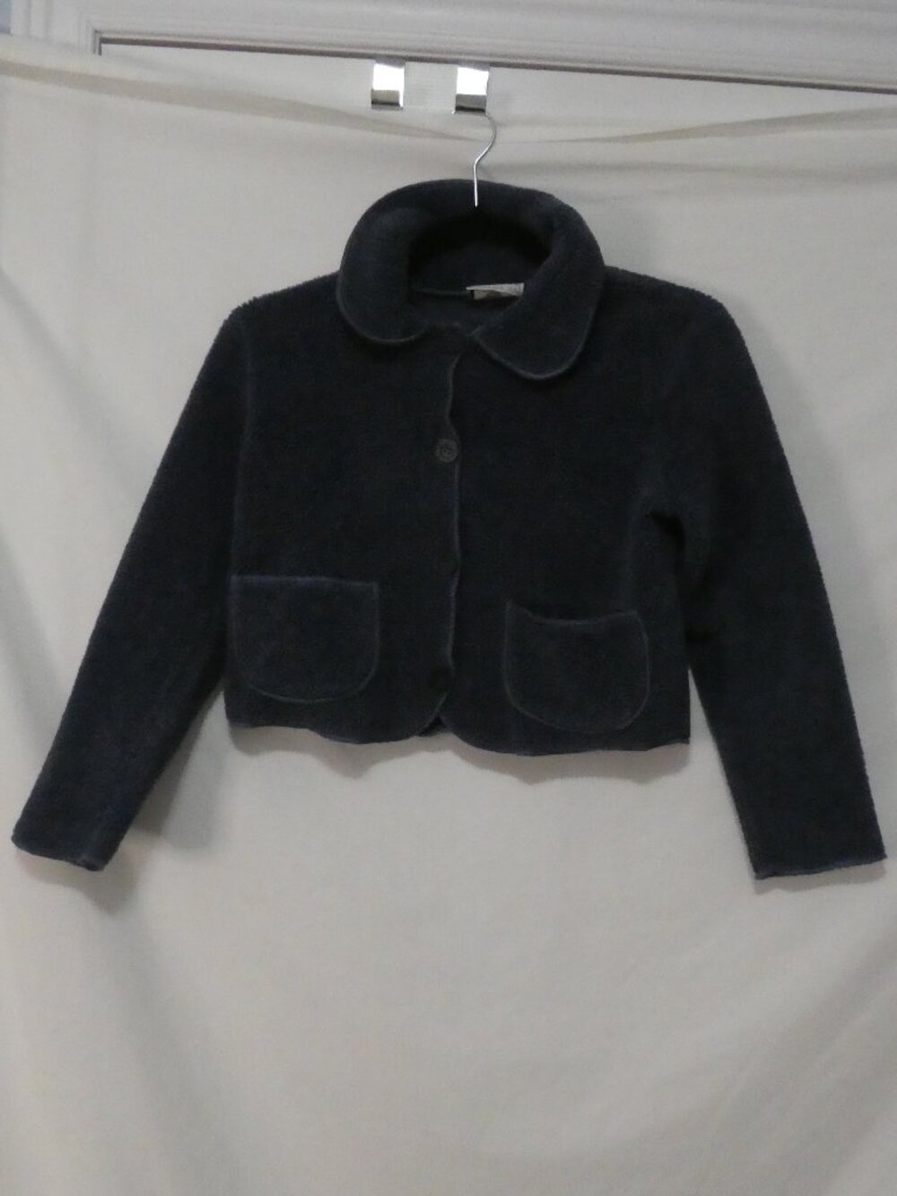 Vintage BONKERS CLOTHING CO Sherpa Fleece Cropped Jacket Heather Blue - medium